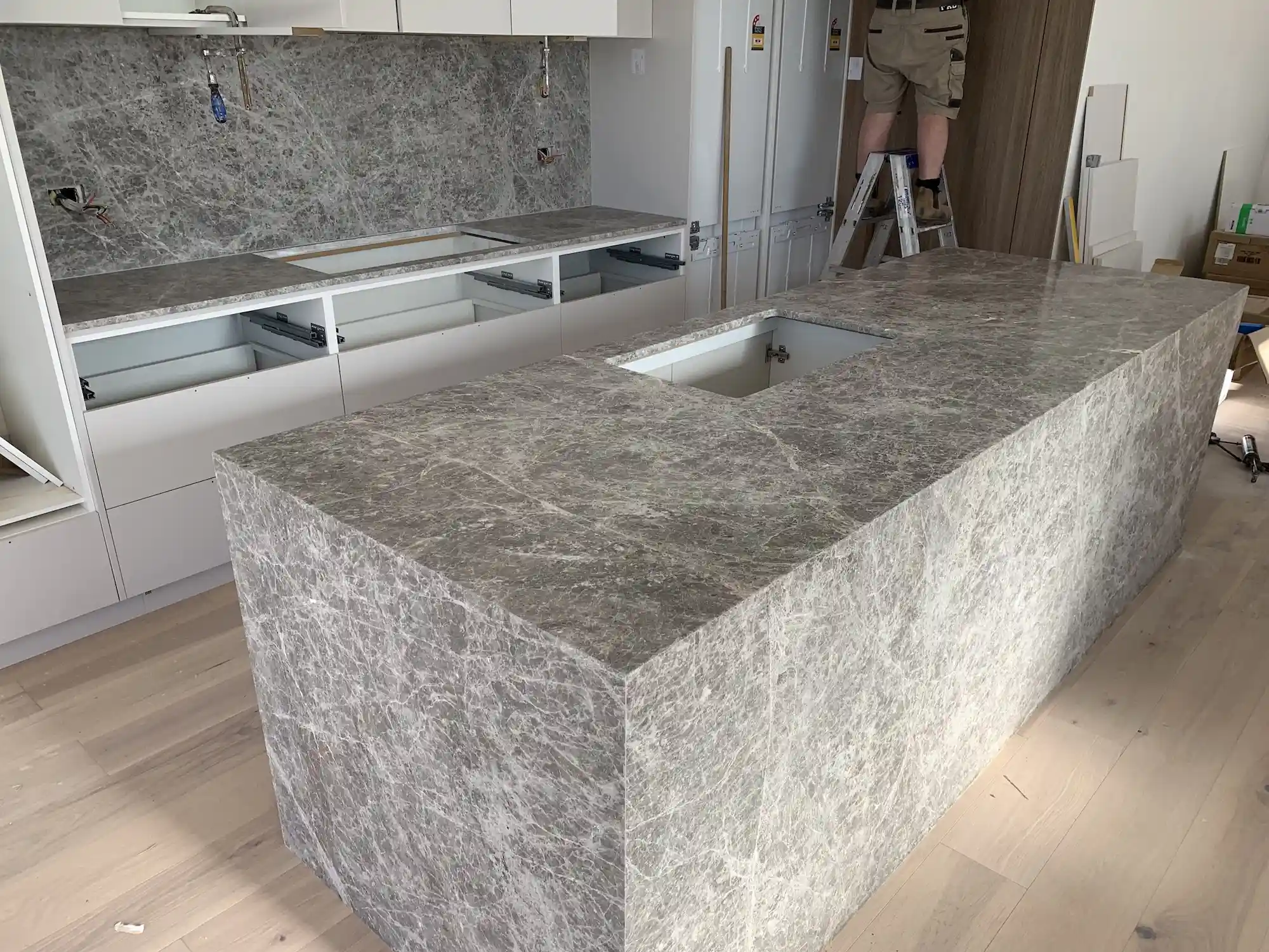 A kitchen benchtop created by SA Marble and Granite.